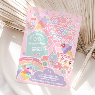 Invitation d'anniversaire de glace Double the Scoo