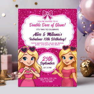 Invitation d'anniversaire de Glam rose pour Twin G