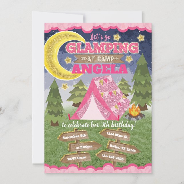 Invitation d'anniversaire de Glamping Invitation S (Devant)