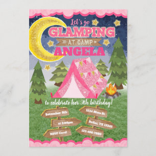 Invitation d'anniversaire de Glamping Invitation S