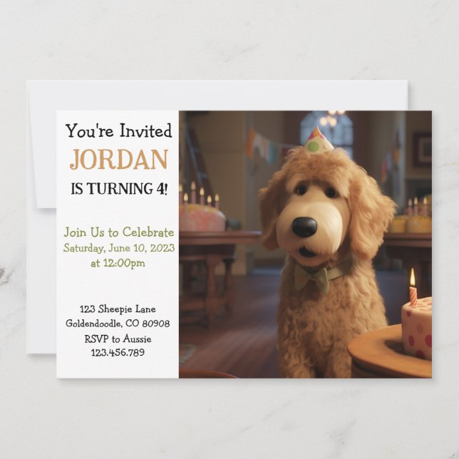 Invitation d'anniversaire de Goldendoodle de style (Devant)