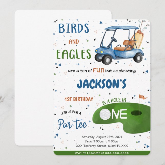 Invitation d'anniversaire de golf (Devant / Derrière)