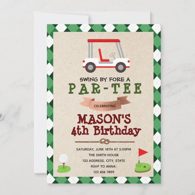Invitation d'anniversaire de golf (Devant)