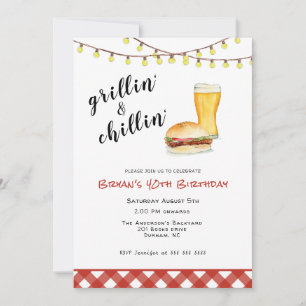 Invitation d'anniversaire de grillade de BBQ de ja