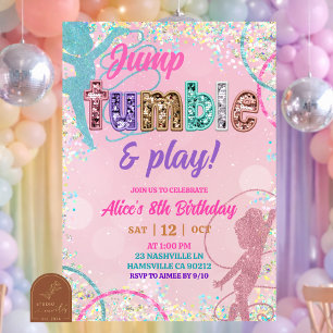 Invitation d'anniversaire de gymnastique à paillet