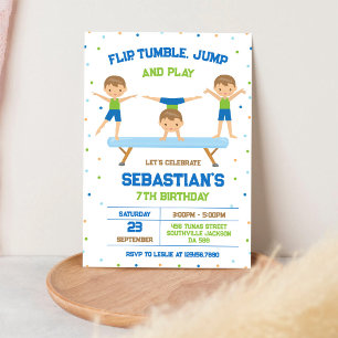 Invitation d'anniversaire de gymnastique Flip Tumb
