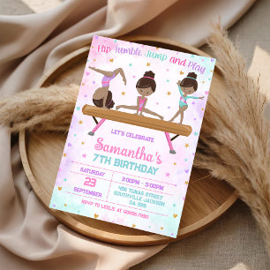 Invitation d'anniversaire de gymnastique Flip Tumb