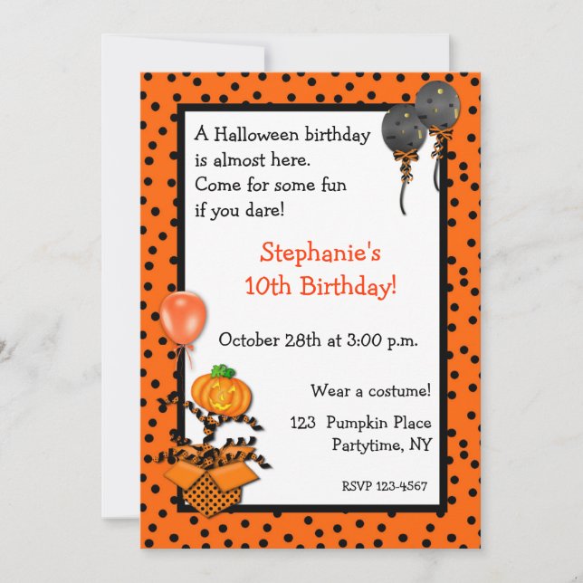 Invitation d'anniversaire de Halloween (Devant)