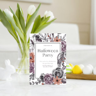 Invitation d'anniversaire de Halloween à fleurs ef