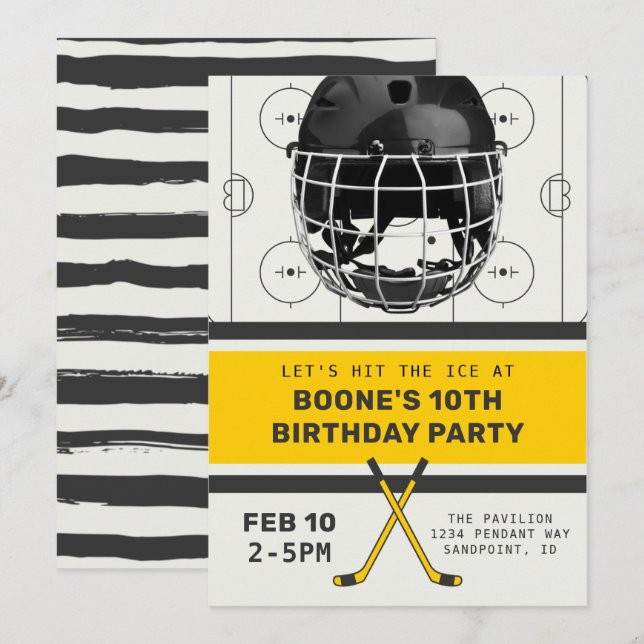Invitation d'anniversaire de hockey | Hockey Party (Devant / Derrière)