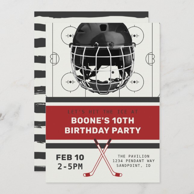 Invitation d'anniversaire de hockey | Invitations  (Devant / Derrière)