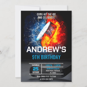 Invitation d'anniversaire de hockey simple sur mes