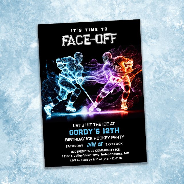 Invitation d'anniversaire de hockey sur glace (Créateur téléchargé)