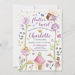 Invitation d'anniversaire de jardin de fée enchant