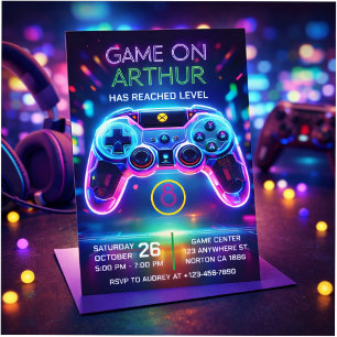 Invitation d'anniversaire de jeu vidéo