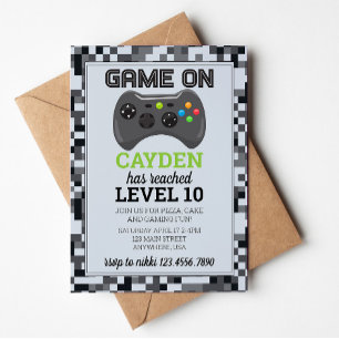 Invitation d'anniversaire de joueur de jeu vidéo n