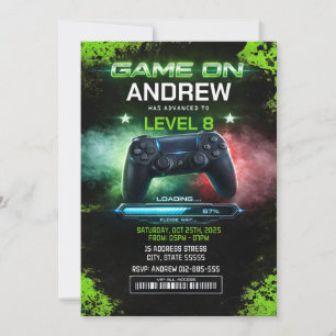 Invitation d'anniversaire de Joueur de Jeux Vidéo 