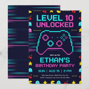 Invitation d'anniversaire de joueur  Fête de jeu v