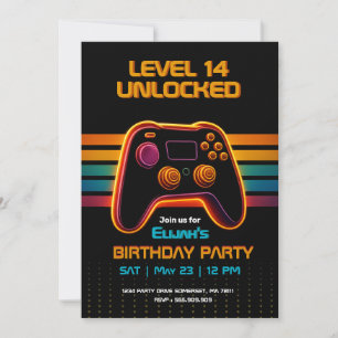 Invitation d'anniversaire de joueur - Jeu néon