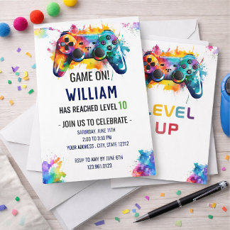 Invitation d'anniversaire de joueur - Jeu néon