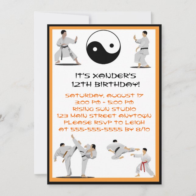 Invitation d'anniversaire de Karate (Devant)