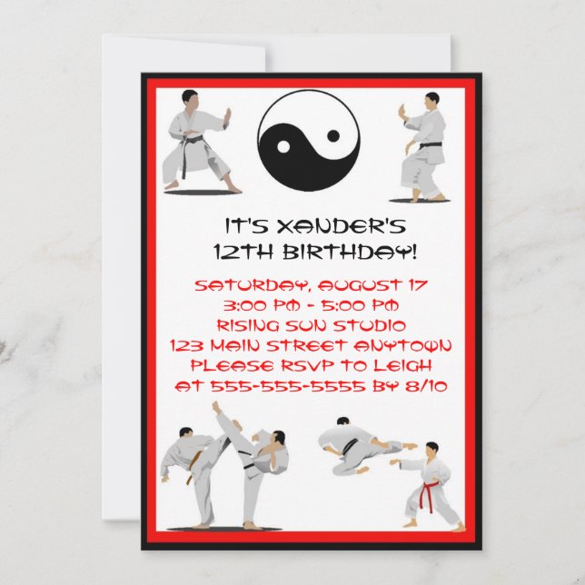 Invitation d'anniversaire de Karate (Devant)