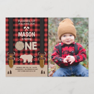 Invitation d'anniversaire de la bûcheron Rouge pla
