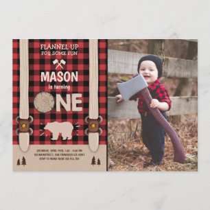 Invitation d'anniversaire de la bûcheron Rouge pla