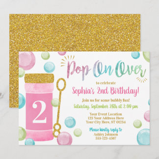 Invitation d'anniversaire de la bulle| Aquarelle r