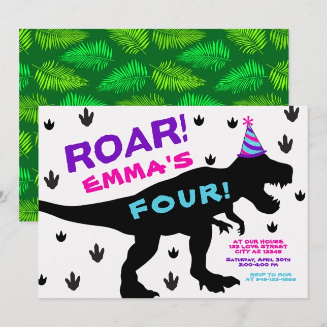Invitation d'anniversaire de la Casquette du Dinos (Devant / Derrière)