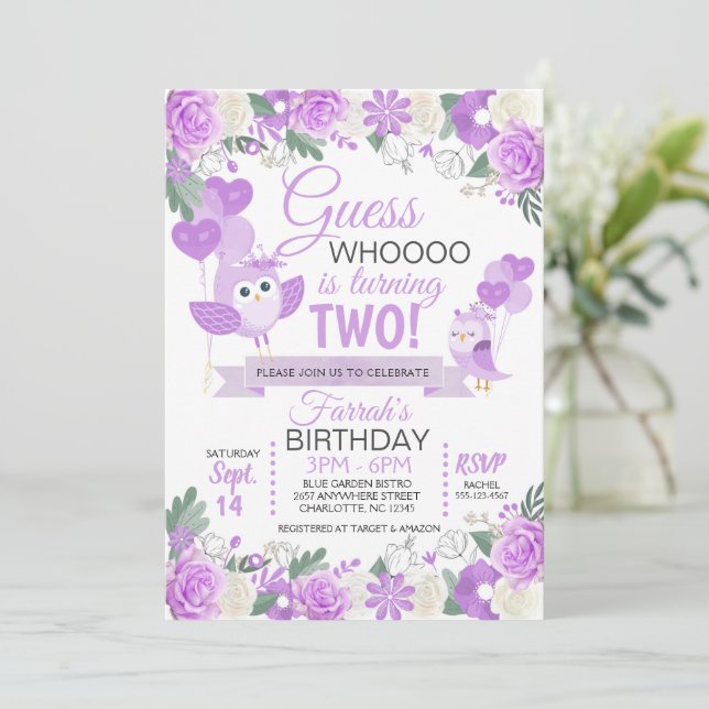 Invitation d'anniversaire de la chouette (Debout devant)