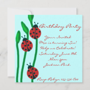Invitation d'anniversaire de la coccinelle bleue r