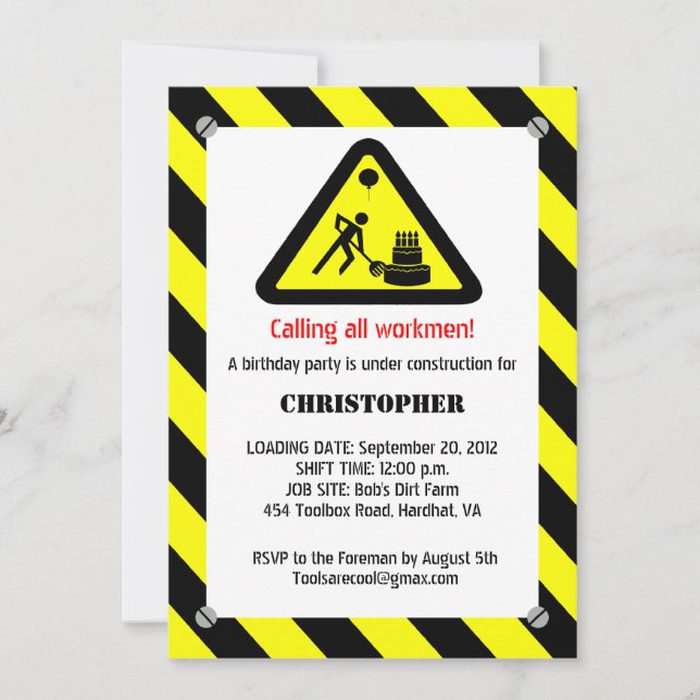 Invitation d'anniversaire de la construction (Devant)