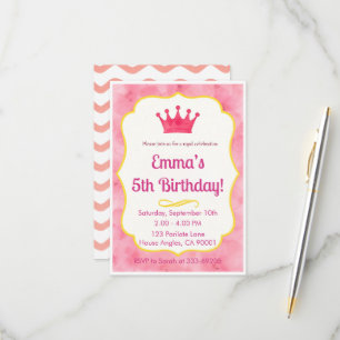 Invitation d'anniversaire de la Couronne rose   za
