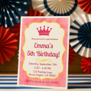 Invitation d'anniversaire de la Couronne rose   za