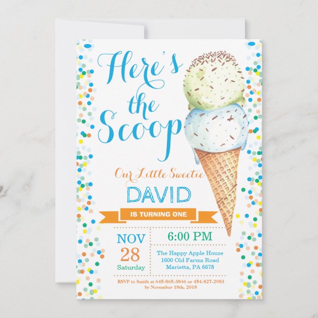 Invitation d'anniversaire de la Crème de glace Été (Devant)