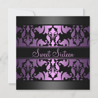 Invitation d'anniversaire de la damassé Sweet16 de