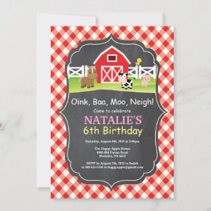 Invitation d'anniversaire de la ferme au tableau n