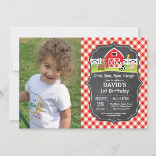 Invitation d'anniversaire de la ferme au tableau n