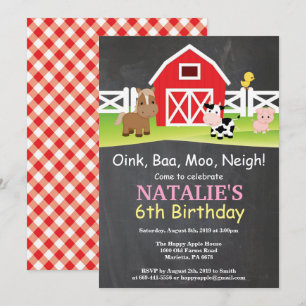 Invitation d'anniversaire de la ferme au tableau n