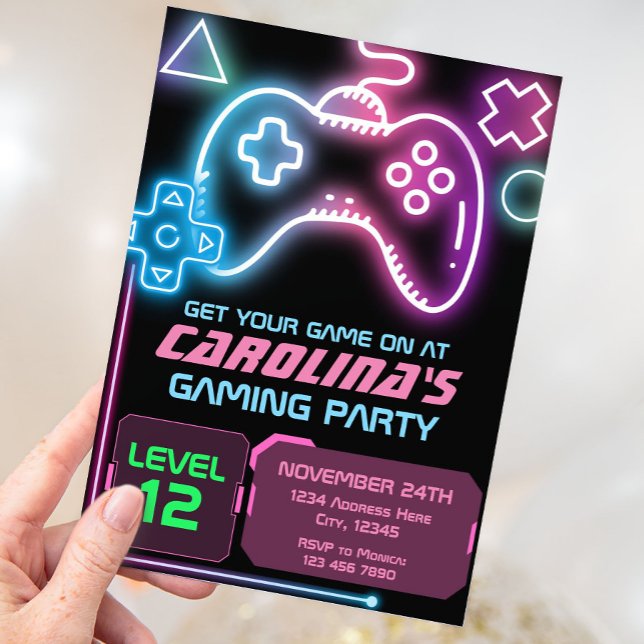 Invitation d'anniversaire de la fête de jeu (Créateur téléchargé)