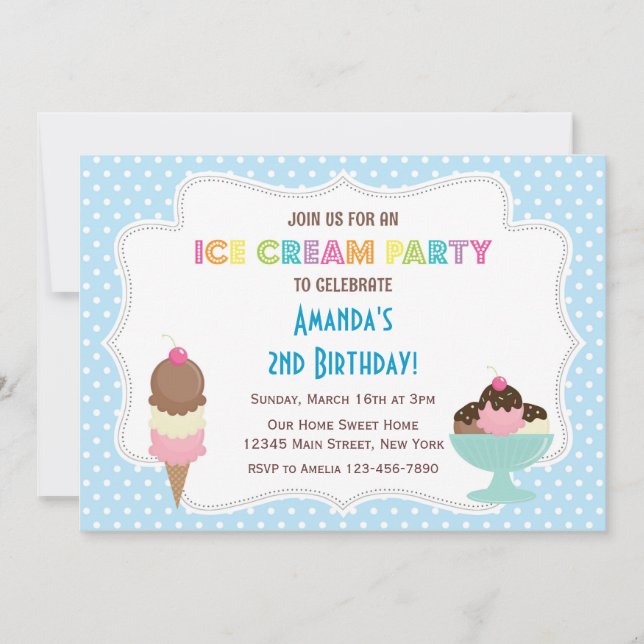 Invitation d'anniversaire de la fête de la crème g (Devant)