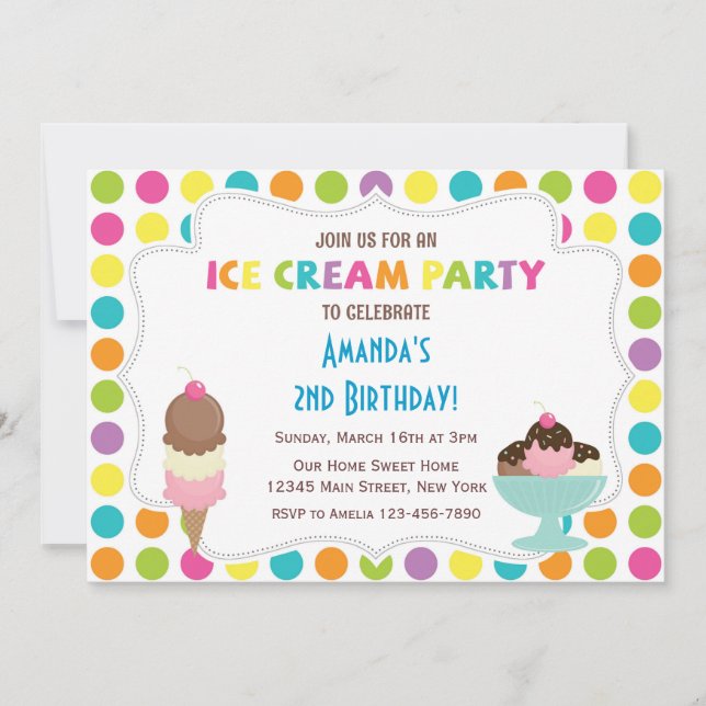 Invitation d'anniversaire de la fête de la crème g (Devant)