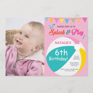 Invitation d'anniversaire de la fête de la piscine