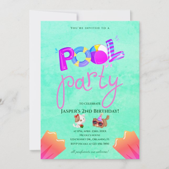 Invitation d'anniversaire de la fête de la poule d (Devant)