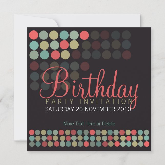 Invitation d'anniversaire de la fête des Pop Dots (Devant)