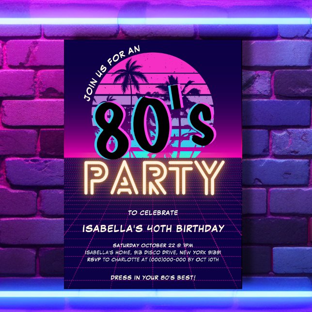 Invitation d'anniversaire de la fête Disco des ann (Créateur téléchargé)