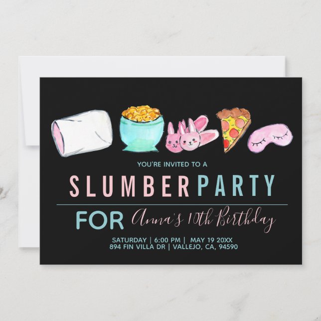 invitation d'anniversaire de la fête du sommeil (Devant)