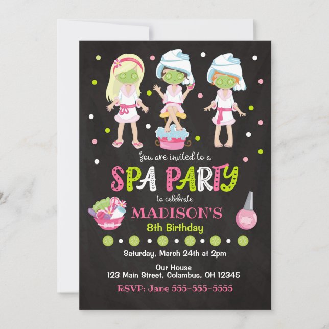 Invitation d'anniversaire de la fête Spa (Devant)