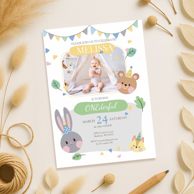 Invitation d'anniversaire de la fille d'animaux de (Créateur téléchargé)